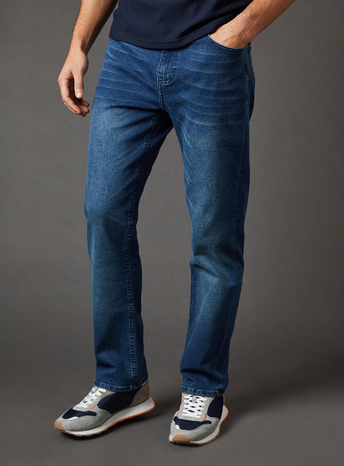 BURTON Blue Wash Stretch Straight Fit Jeans 32S - Image 2 thumbnail